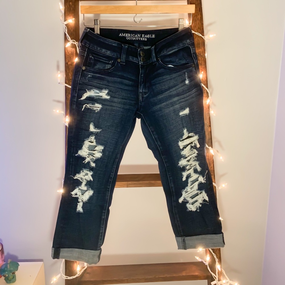 American Eagle Distressed Artist Crop Jeans